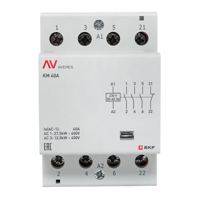 Контактор модульный КМ 40А 3NO+1NC 230VAC (3 мод.) AVERES km-av-3-40-31-230V EKF — миниатюра 3