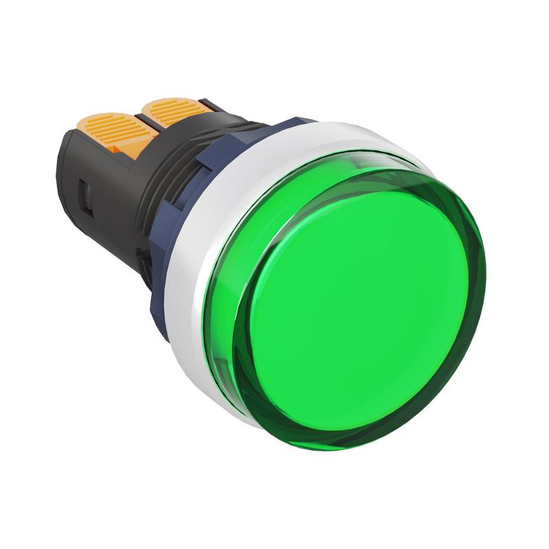 Сигнальный индикатор со  встроенным диодом 220В, зеленый, алюминий, зажим Plug-In | M22L-F220GAP | DKC — DKC (ДКС)