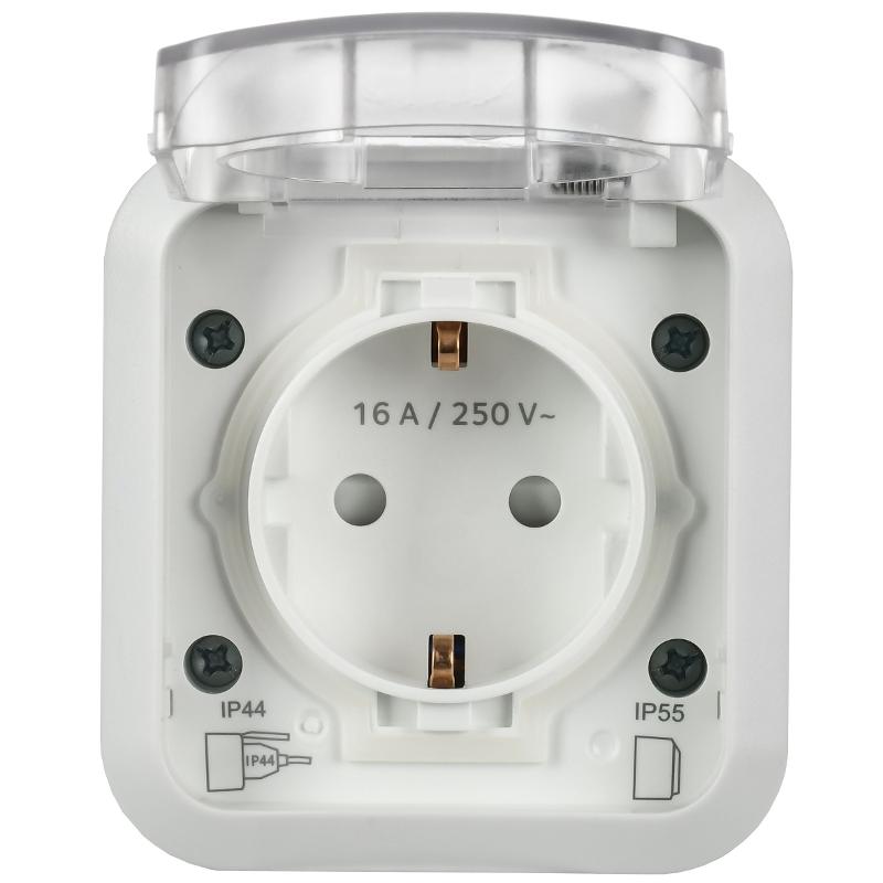 TORS Розетка 1-я с з/к кр. 16А IP55 TS320 белый | TS-R16-16-55-K01 | IEK — миниатюра 2