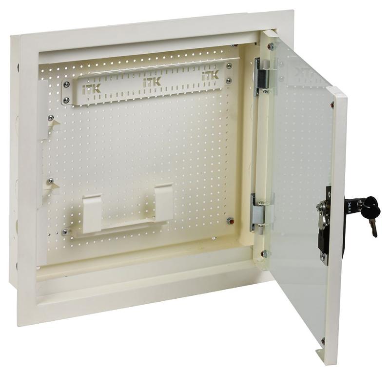 ITK LINEA R Шкаф мультимедиа 400х400мм стекл. бел. RAL9016 | LR16-4H41-G | ITK — ITK