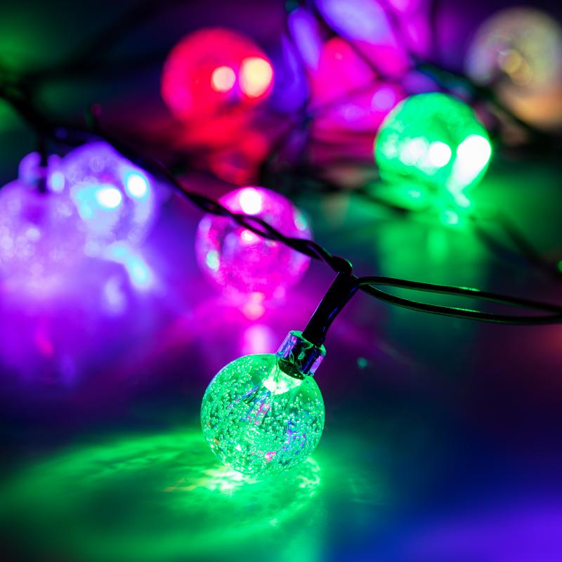 Гирлянда светодиодная Нить Шарики ENIN - 25BG кракле d25мм, 2 м, RGB, 220V | Б0055997 | ЭРА — миниатюра 3