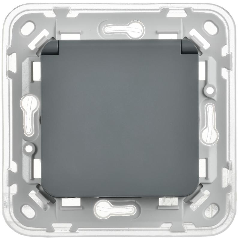 FLITE Розетка с заземлением со шторками с крышкой быстрозажимные клеммы 16А IP44 РСшкр11-1-44-ФлМА мокрый асфальт | FI-R16-16-1-44-K80 | IEK — миниатюра 2