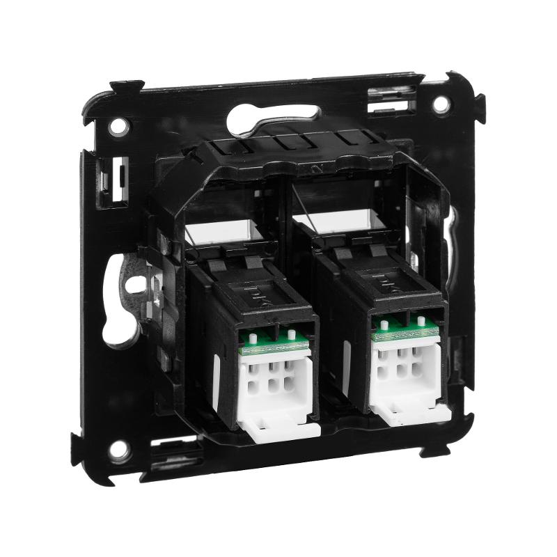 Розетка RJ-45 в стену, кат.6 двойная, Avanti, "Черный квадрат" | 4402294 | DKC — миниатюра 7