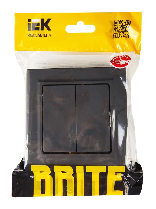 BRITE Выключатель 2-клавишный 10А в сборе ВСР10-2-0-БрГ графит | BR-V20-0-10-K53-F | IEK — миниатюра 6