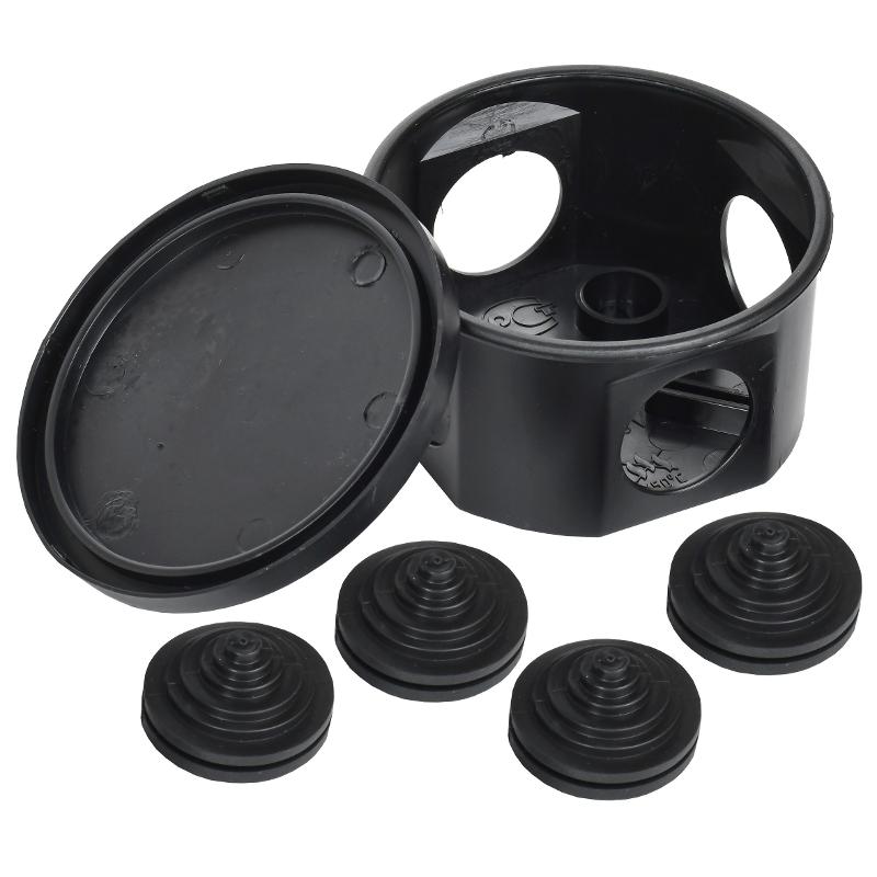 Коробка расп. КМ41237 D=75х40мм IP44 4 вв. черная  | UKO21-075-040-000-K02-44 | IEK — миниатюра 2