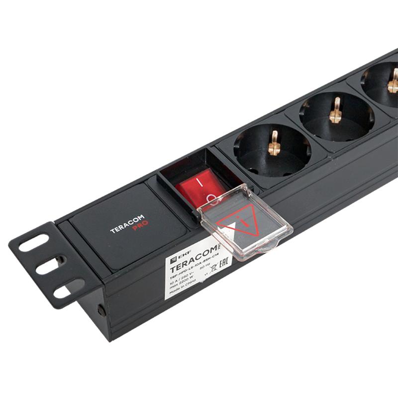 Блок розеток PDU TERACOM PRO 19" 1U 10А/250В 8 розеток Schuko с выключателем разъем C14 | TRP-HPD-LS-10A-8SH-C14 | EKF — миниатюра 12