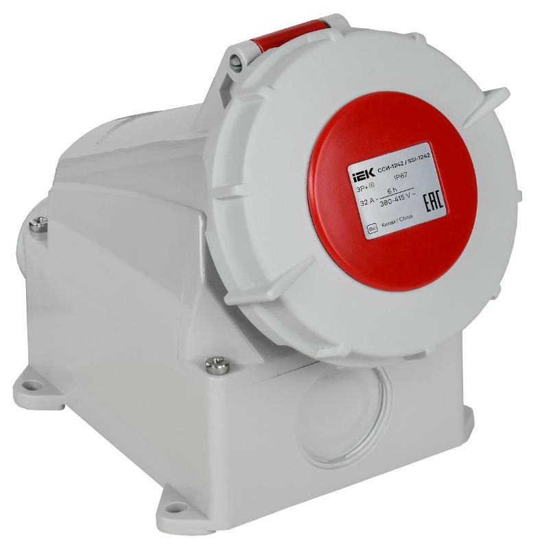 Розетка стационарная ССИ-1242 32А-6ч 380В 3P+PE IP67 | PSR12-032-4-0-67 | IEK — фото 1 | Sento