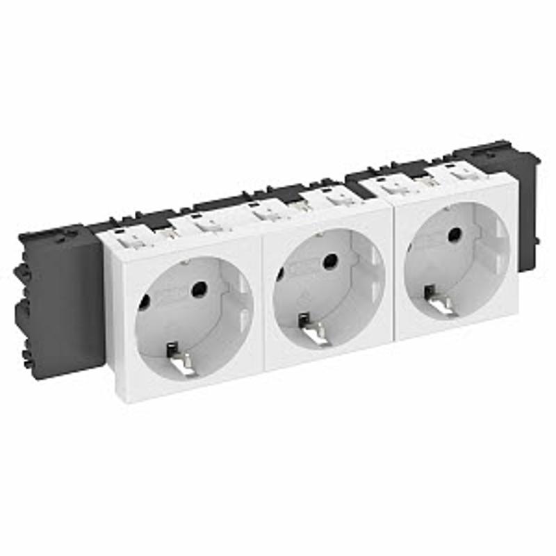 Розетка тройная 0° Modul45connect с з/к, 250 В, 16A (белый) (STD-D0C RW3) | 6120382 | OBO Bettermann — миниатюра 2