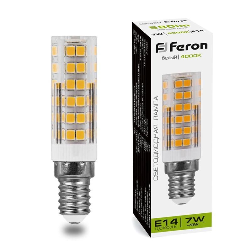 Лампа светодиодная LB-433 (7W) 230V E14 4000K 16x65mm | 25899 | FERON — миниатюра 1