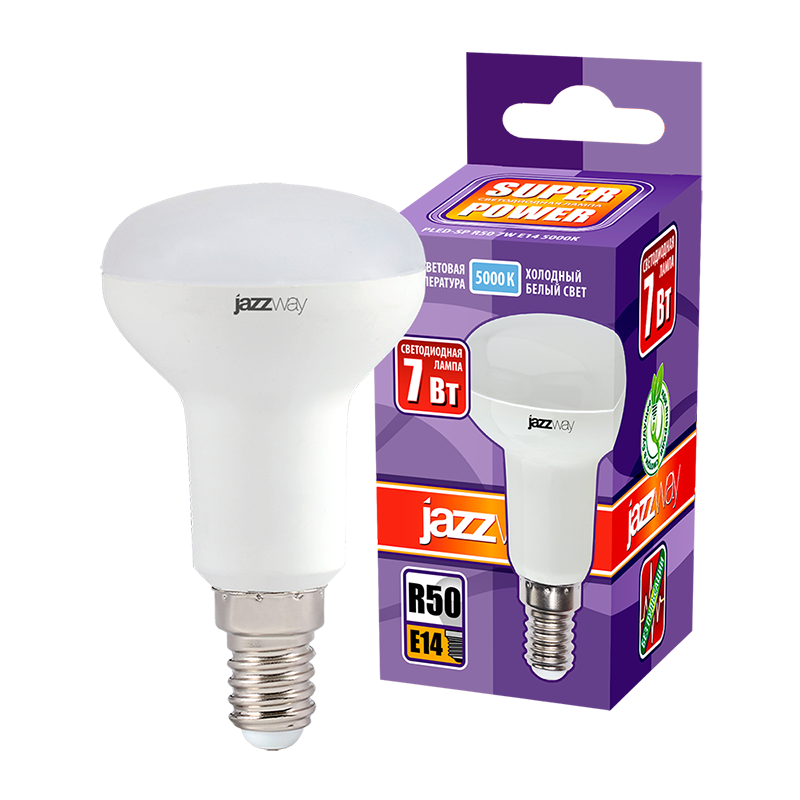 Лампа светодиодная LED 7Вт E14 220В 5000К PLED- SP R50 отражатель (рефлектор) | 1033635 | Jazzway — миниатюра 3