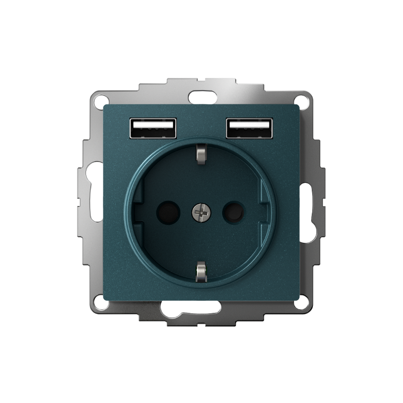 AtlasDesign Изумруд Розетка 16А c 2 USB A+A, 5В/2,4 А, 2х5В/1,2 А, механизм | ATN000830 | SE — миниатюра 2