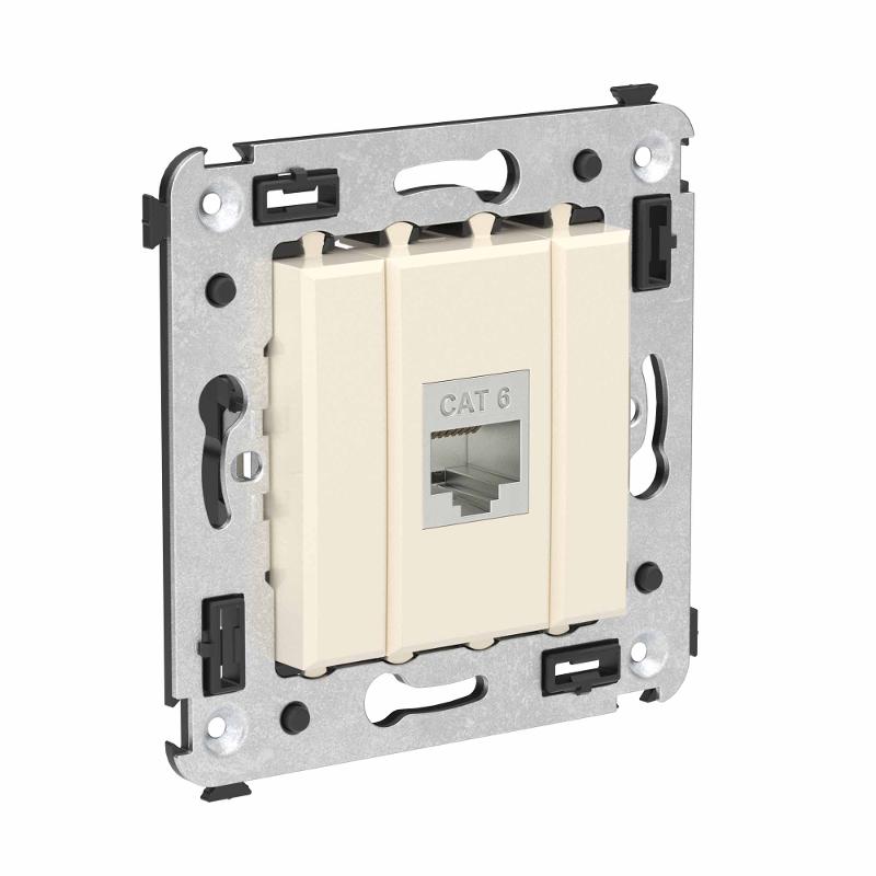 Компьютерная розетка RJ-45 без шторки в стену, кат.6 одинарная экранированная, "Avanti", "Ванильная дымка" | 4405793 | DKC — миниатюра 2