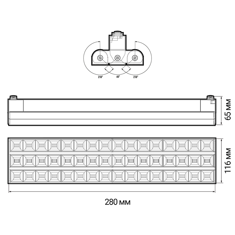 Светильник светодиодный трековый PTR 2260R 3S 60w 4000K 60°BL (чёрный) 280mm IP40 | .5039513 | Jazzway — миниатюра 6