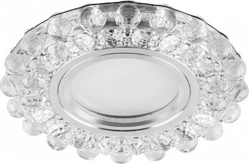 Светильник точечный встраиваемый под лампу, с LED подсветкой CD909 15LED*2835 SMD 4000K, MR16 50W G5.3, прозрачный, хром | 28892 | FERON — фото 1 | Sento
