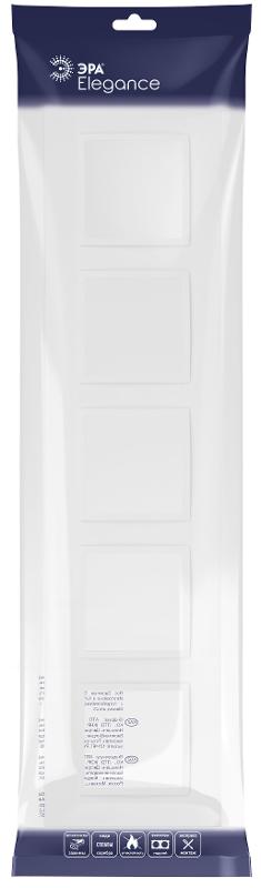 Рамка для розеток и выключателей Elegance 14-5015-01М на 5 постов, Classic, белый матовый | Б0065830 | ЭРА — миниатюра 2