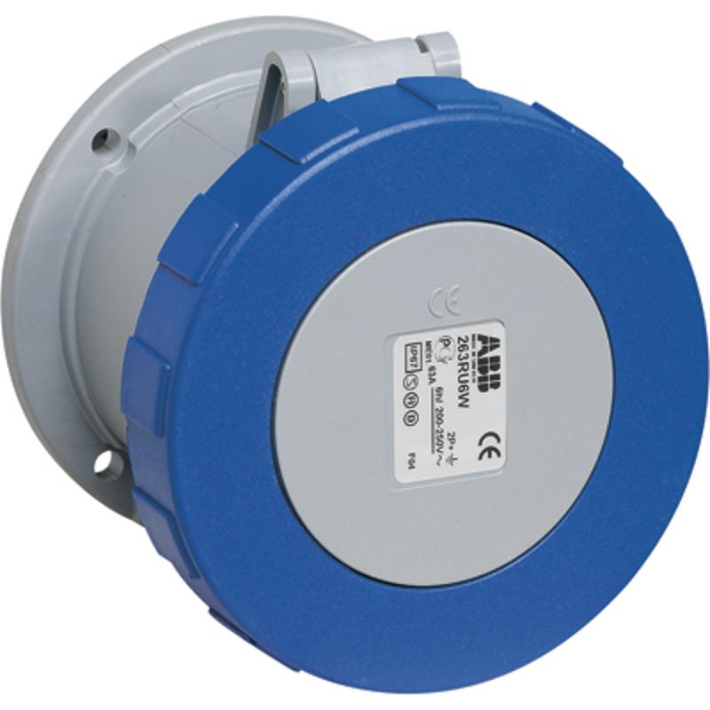 Розетка панельная с прямым унифицированным фланцем 263RU6W, 63A, 2P+E, IP67, 6ч | 2CMA167374R1000 | ABB — ABB