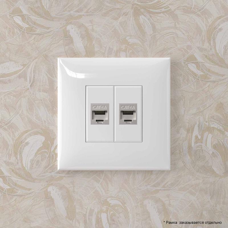 Компьютерная розетка RJ-45 без шторки в стену, кат.6А двойная экранированная, "Avanti", "Белое облако" | 4400774 | DKC — миниатюра 5
