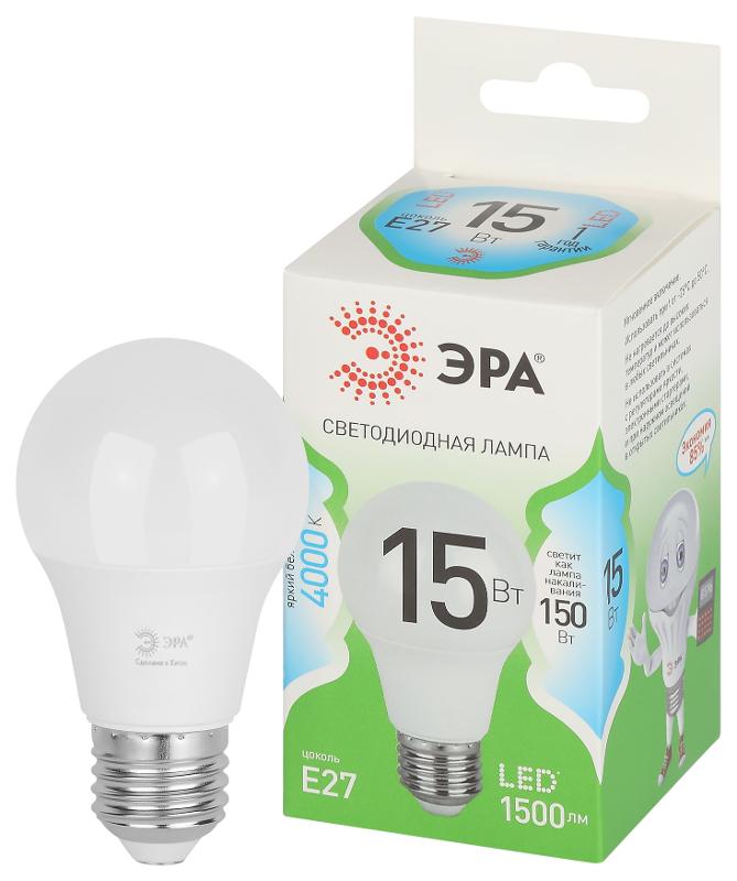 Лампа светодиодная  GREEN LINE LED A60-15W-840-E27 GL E27 15 Вт груша яркий белый свет | Б0067128 | ЭРА — миниатюра 1