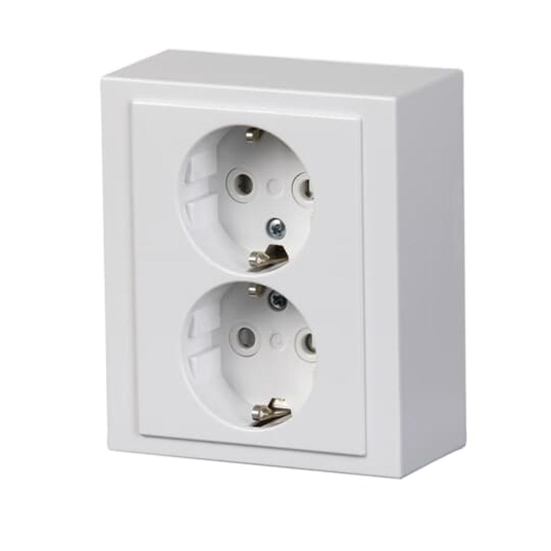 Розетка двойная накладного монтажа, Impressivo, белая | 402EA-84  | 2TKA00001607 | ABB — ABB