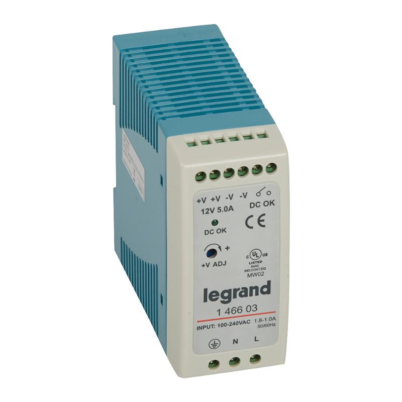 1-фазный Импульсный источник питания 12В 60Вт 5A | 146603 | Legrand — Legrand