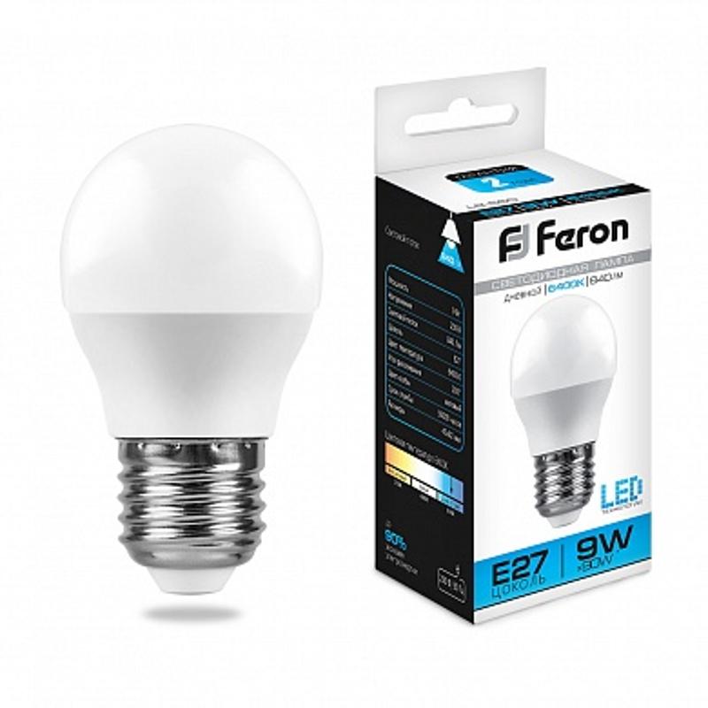 Лампа светодиодная LB-550 (9W) 230V E27 6400K G45 | 25806 | FERON — миниатюра 1