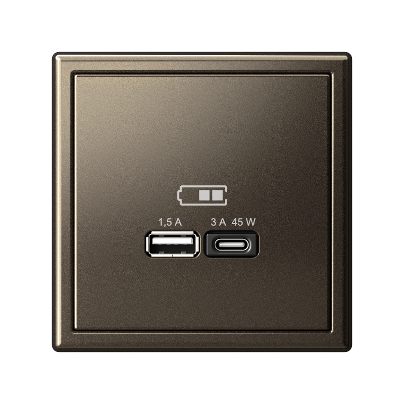 ArtGallery Мокко Розетка USB A + тип-C 45Вт высокоскор.заряд. QC, PD, механизм | GAL000629 | SE — миниатюра 5