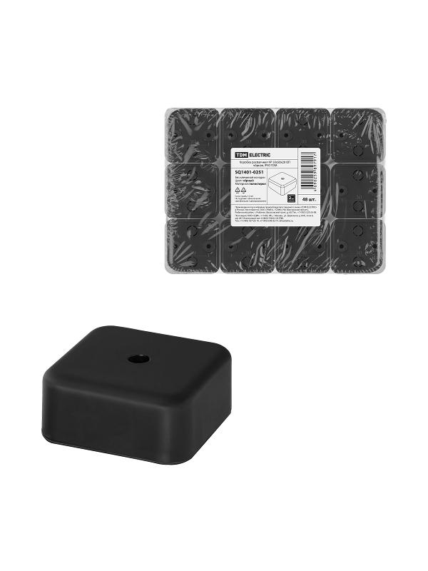 Коробка распаячная КР 50х50х20 ОП черная IP40 | SQ1401-0251 | TDM — фото 1 | Sento
