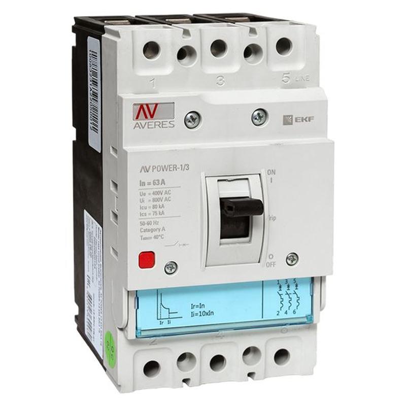 Выключатель автоматический AV POWER-1/3  63А 80kA TR AVERES | mccb-13-63H-TR-av | EKF — EKF