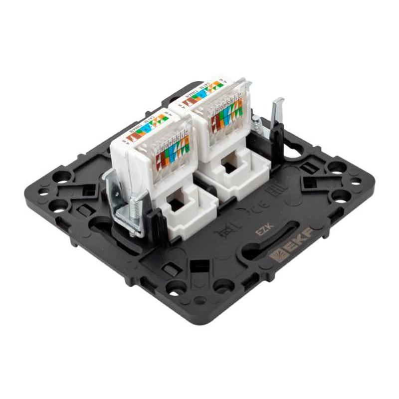 Стокгольм Механизм Розетки RJ-45 2-местной черный | EZK02-035-10 | EKF — миниатюра 8