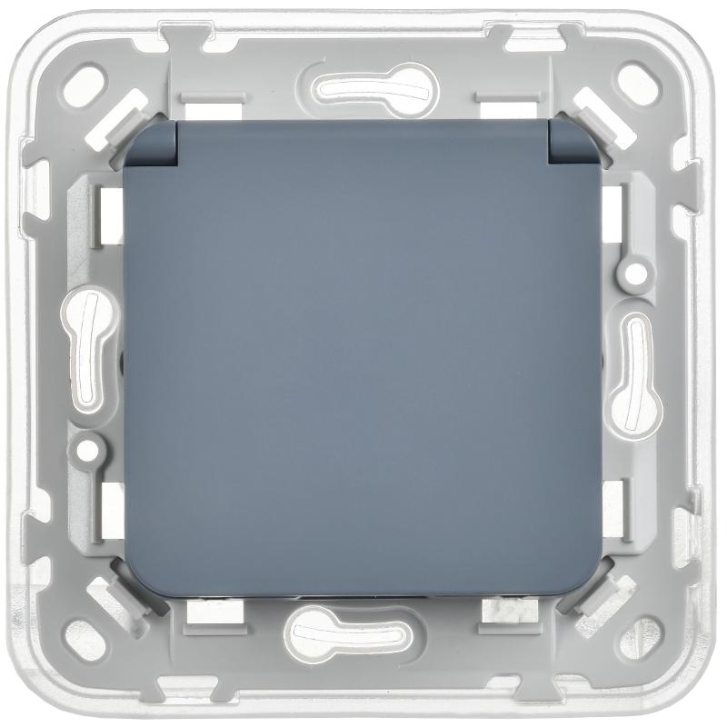 FLITE Розетка с заземлением со шторками с крышкой быстрозажимные клеммы 16А IP44 РСшкр11-1-44-ФлМ маренго | FI-R16-16-1-44-K35 | IEK — миниатюра 2