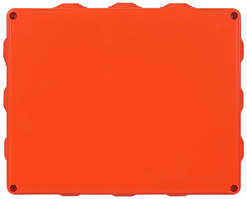 Распаячная коробка ЭРА KORv-240-190-90-12g-OR-FR ОП огнестойкая 240х190х90мм оранжевая на винтах 12 вх. IP55 | Б0071912 | ЭРА — миниатюра 2