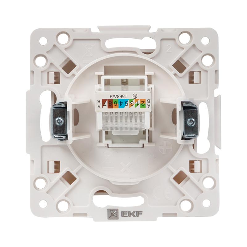 Стокгольм Механизм Розетки RJ-45 1-местной белый PROxima | EYK01-035-10 | EKF — миниатюра 4
