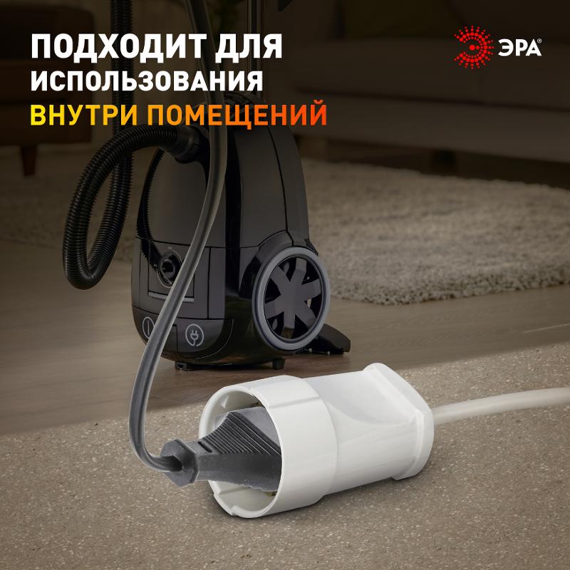 Удлинитель Россия UX(6)-1-3m без заземл, 1гн, 3м, ПВС, 2x0.75мм2, 6А | Б0039819 | ЭРА — миниатюра 3