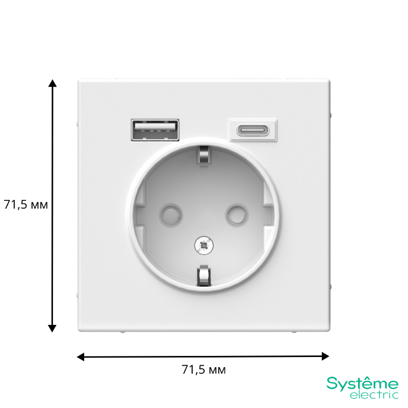 ArtGallery Белый Розетка 16А с 2 USB A+C, 5В/2,4А/3,0А, 2х5В/1,5А, механизм | GAL000132 | SE — миниатюра 4