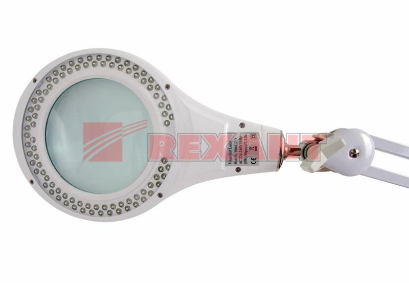 Лупа на струбцине , круглая, 5D, с подсветкой 90 LED, белая | 31-0403 | REXANT — миниатюра 2