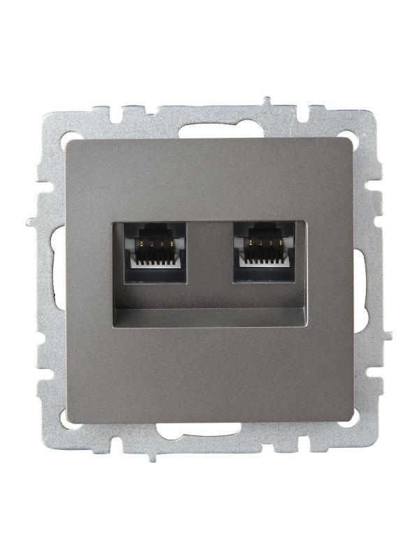 BRITE Розетка двойная RJ11+RJ45 кат.5E РК/Т12-БрС сталь  | BR-KT20-O-1-K46 | IEK — миниатюра 2