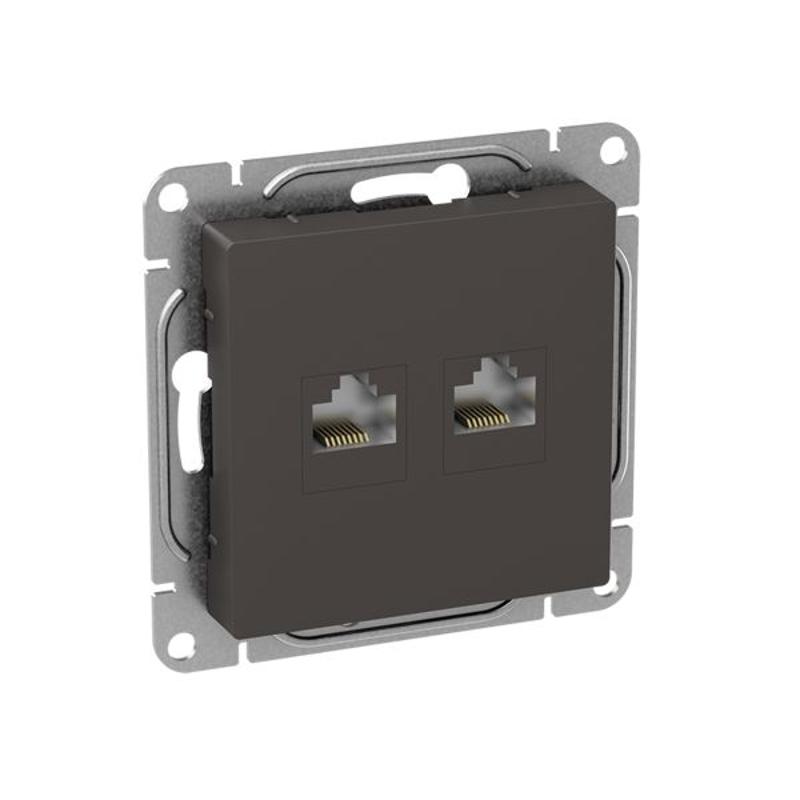 Механизм розетки RJ45 - 2шт, (cat5), мокко Эпика  |UP1-SOM-2RJ45-5| EKF — миниатюра 3