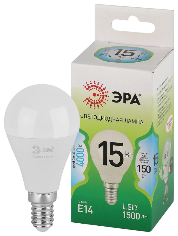 Лампа светодиодная  GREEN LINE LED P45-15W-840-E14 GL E14 15 Вт шар яркий белый свет | Б0067045 | ЭРА — миниатюра 1