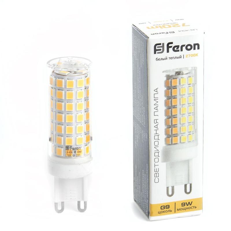 Лампа светодиодная, (9W) 230V G9 2700K JCD, LB-434 | 38146 | FERON — миниатюра 1