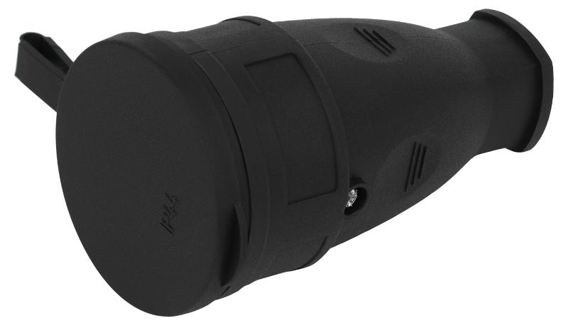 Розетка ЭРА RX10-B-IP44 каучуковая c заземлением 16А IP44 прямая черная | Б0055418 | ЭРА — миниатюра 3