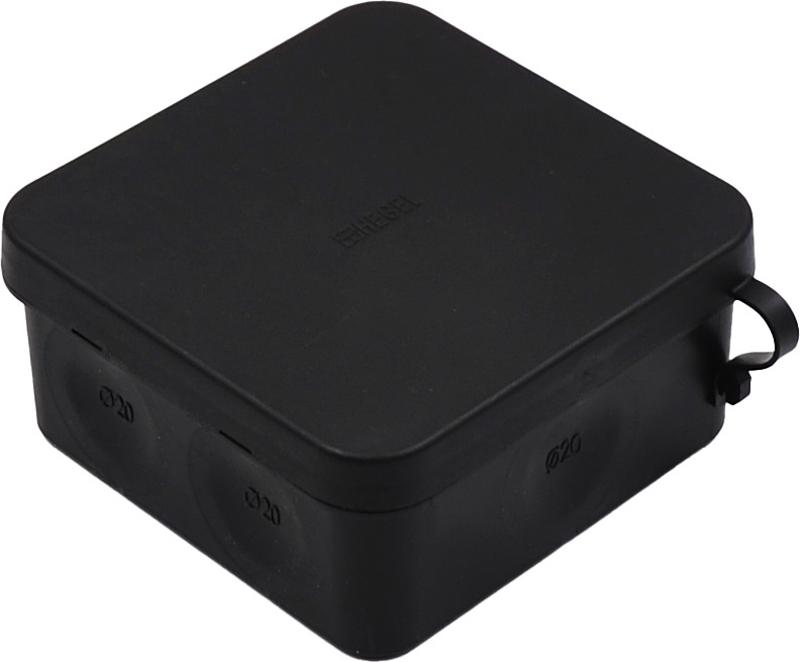 Коробка разветвительная (черная) 85х85х40 двухкомпонентная  IP66 стойкая к УФ с поводком | КР2403-08 | HEGEL — HEGEL