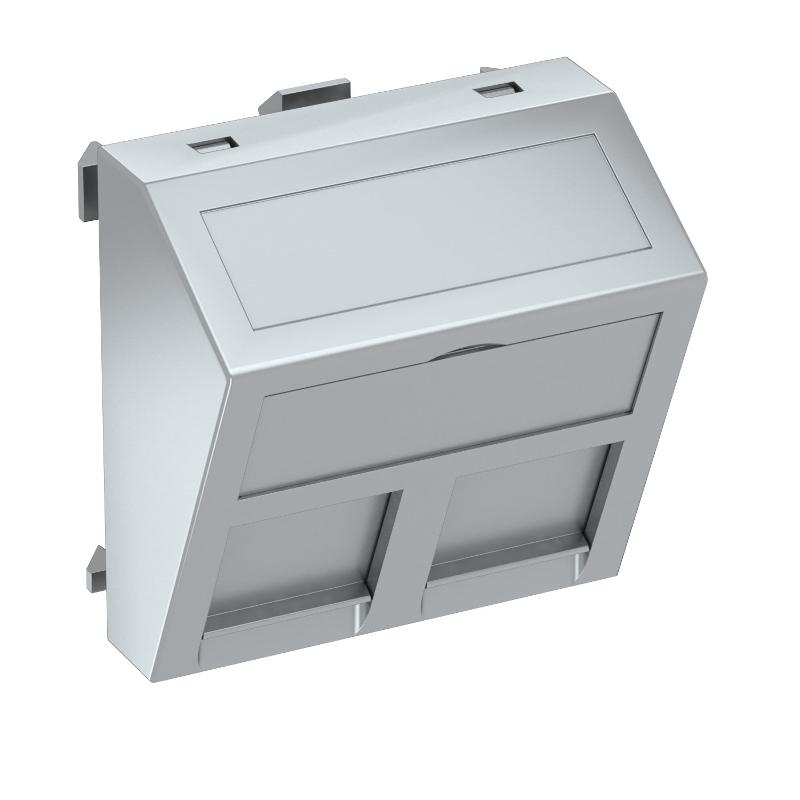 Корпус компьютерной розетки Modul45 тип EP (наклонный) 45x45 мм (серебристый) (DTS-2EP AL1) | 6119272 | OBO Bettermann — OBO Bettermann