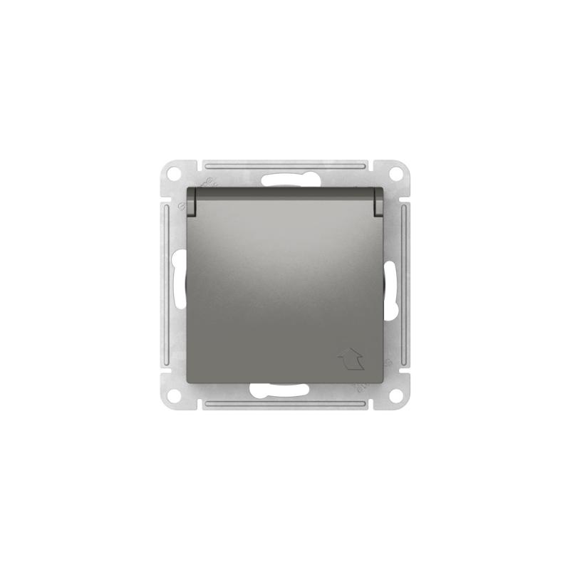 AtlasDesign Сталь Розетка с заземлением со шторками с крышкой,16А,IP20,механизм, быстрозажимные клеммы | ATN000946S | SE — миниатюра 7