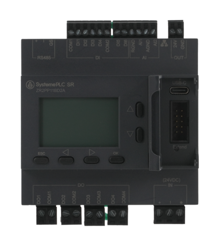 Интеллектуальное реле SR2; 24 VDC; дисплей; 12 IO: 6 DI, 4 DO (реле); 2 AI; 1xRS485, 1xRJ45 | ZR2PP11BD2A | SE — миниатюра 3