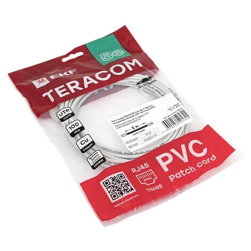 Патч-корд TERACOM Cat.5E (1Гбит/с) неэкранированный UTP оболочка PVC серый (5м) | TRC-5EUTP-PVC-5M-GY | EKF — миниатюра 7
