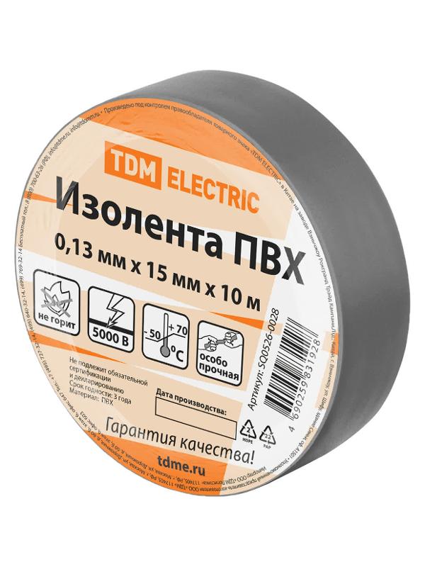 Изолента ПВХ 0,13х15 мм Серая 10 м | SQ0526-0028 | TDM — TDM ELECTRIC