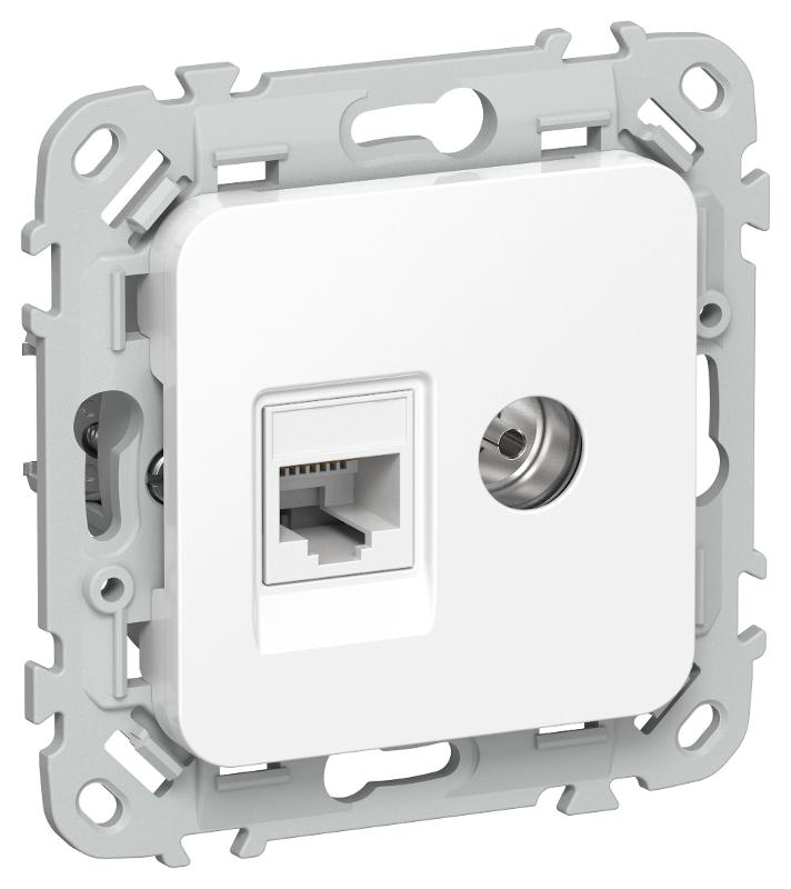 FLITE Розетка 2-ая RJ45/TV кат.5Е UTP РКТВ5е-2-0-ФлБ белый | FI-AK22-1-K01 | IEK — IEK (ИЭК)