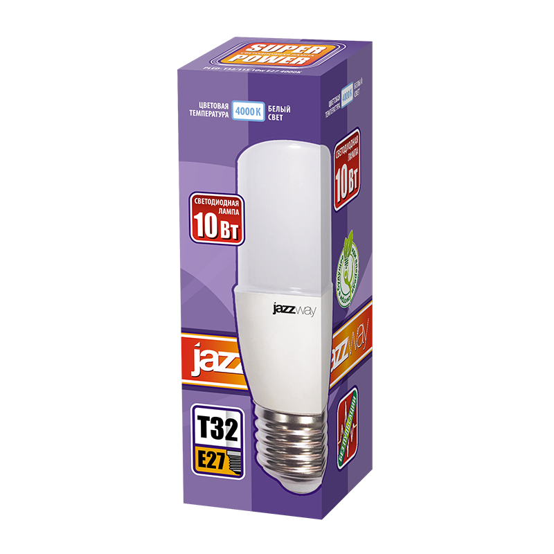 Лампа светодиодная LED 10Вт Е27 220В 4000К PLED- T32/115 new трубчатая | 5005020 | Jazzway — миниатюра 2