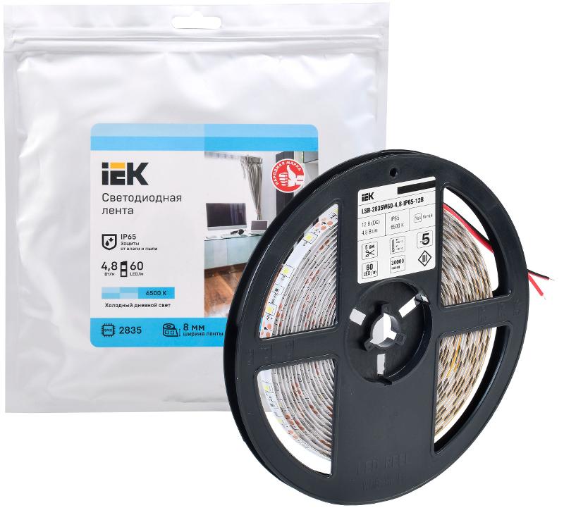 Лента светодиодная 5м LSR-2835W60-4,8-IP65-12В | LSR1-2-060-65-3-05 | IEK — миниатюра 2
