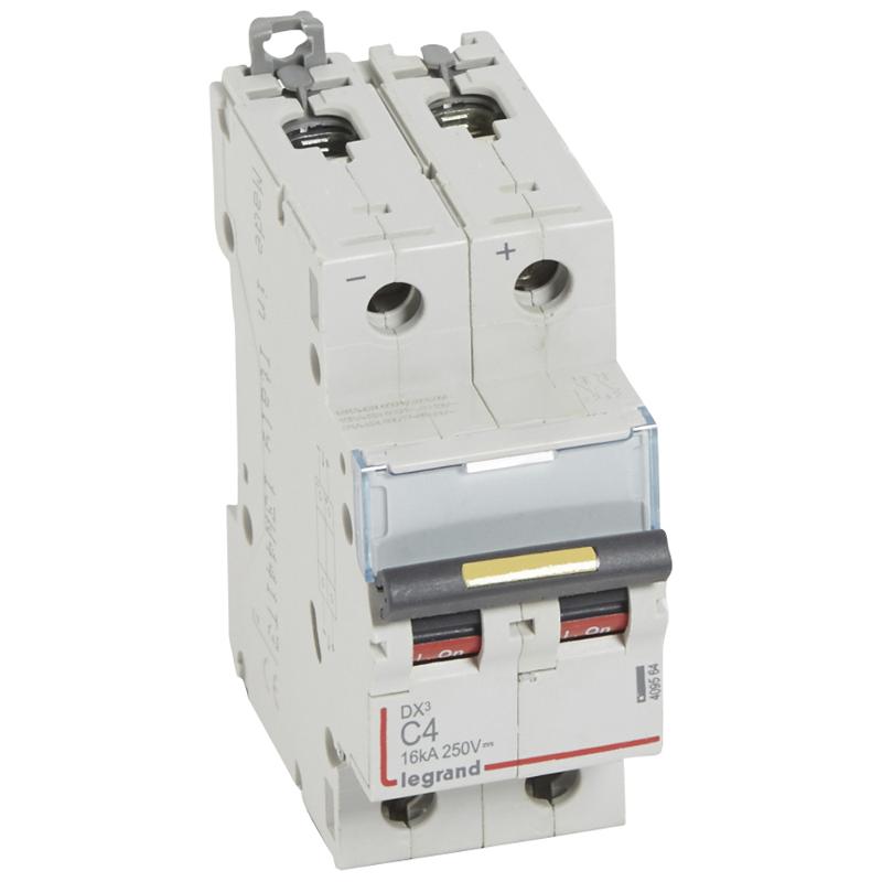 Выключатель автоматический двухполюсный DX3 DC 10000 4А C 16кА | 409564 | Legrand — Legrand